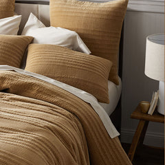 Line Stitch Velvet Quilted Sham - Gold, King