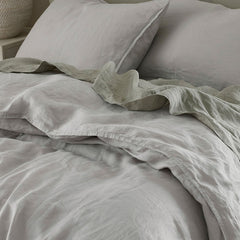 Premium Breathable Washed Linen Solid Pillowcase Set - Light Gray, Standard