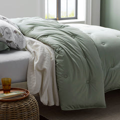 Classic Smooth Rayon Made From Bamboo Sateen Comforter - Tarragon, Full/Queen