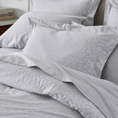 Jacquard Leaf Yarn-Dyed Premium Smooth Supima® Cotton Wrinkle-Free Sateen Flat Bed Sheet - Light Gray, Twin/Twin XL