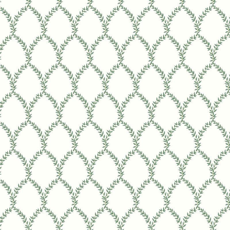 Laurel Traditional Wallpaper - Green, Swatch