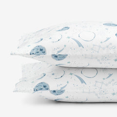 Night Sky Classic Cool Organic Cotton Percale Pillowcase Set - Blue, Standard