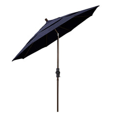 Round Outdoor Patio Umbrella, Fiberglass with Twist Tilt - Bronze Finish, Navy, 11'