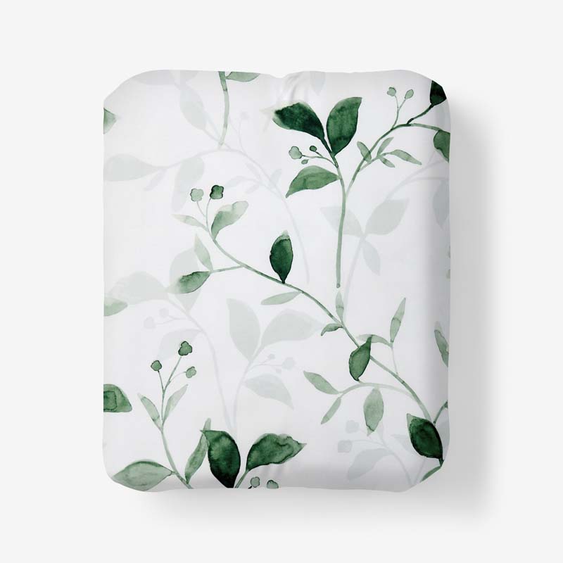 Botanic Meadow Premium Smooth Wrinkle-Free Sateen Fitted Bed Sheet - Evergreen, King