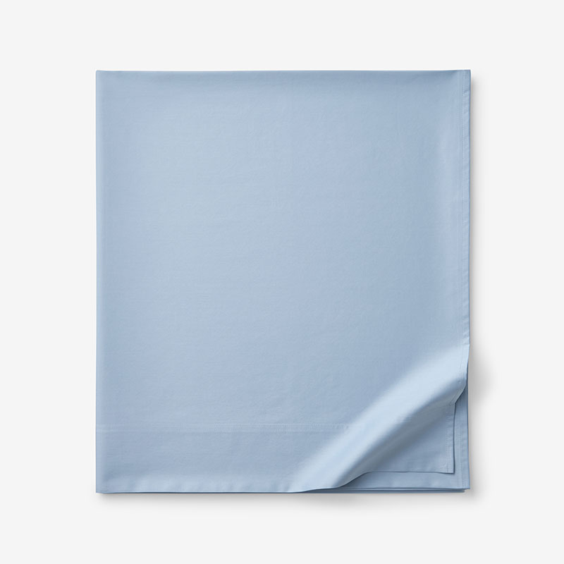 Classic Smooth Sateen Solid Flat Bed Sheet - Light Blue, Twin/Twin XL