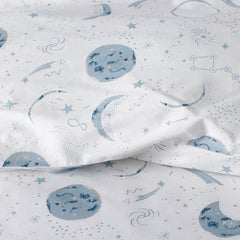 Night Sky Classic Cool Organic Cotton Percale Toddler Comforter Set - Blue