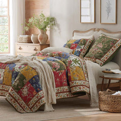 Aaliyah Patchwork Quilted Sham - Green Multi, Euro