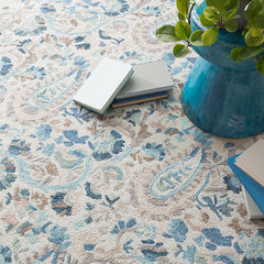 Ines Hand  Hooked Wool Rug - Blue, 5' x 8'
