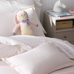 Ditsy Gingham Classic Cool Organic Cotton Percale Bed Sheet Set - Pink, Full