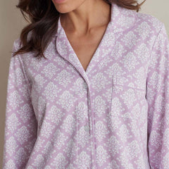 Printed Pima Cotton Women's Button-Down Pajama Set - Lisbon Mauve, L