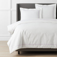 Scallop Embroidered Premium Cool Egyptian Percale Duvet Cover - Lavender, King/Cal King