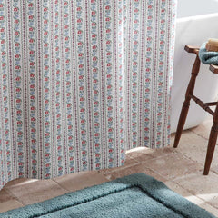 Delphine Classic Cool Cotton Percale Shower Curtain - Ivory Multi