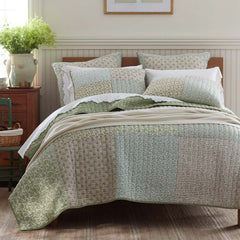 Megara Patchwork Quilted Sham - Green, King