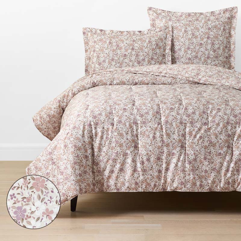 Joyful Floral Classic Smooth Sateen Comforter - Beige, Twin/Twin XL