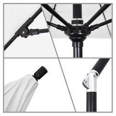 Round Outdoor Patio Umbrella, Fiberglass with Twist Tilt - Black Finish, Spectrum Mist, 11'