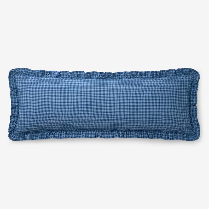 Katherine Plaid Yarn-Dyed Cotton Decorative Lumbar Pillow Cover - Blue