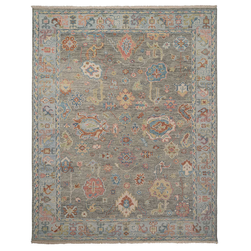 Hand Knotted Traditional Wool Rug - Silver, 8' x 10'