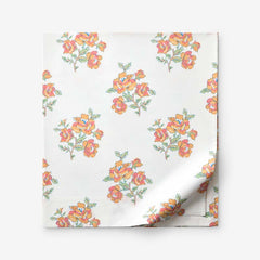 Blossoms and Stripes Classic Cool Cotton Percale Flat Bed Sheet - Petal Charm, Queen
