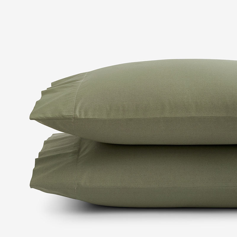 Classic Cool Cotton Percale Pillowcase Set - Olive Green, King