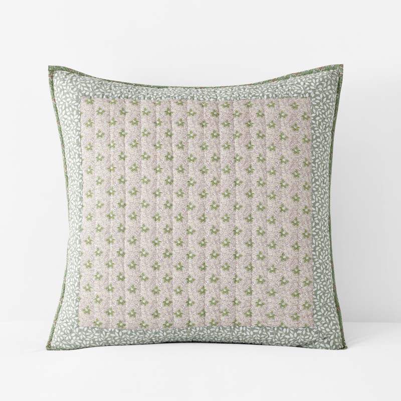 Megara Patchwork Quilted Sham - Green, Euro