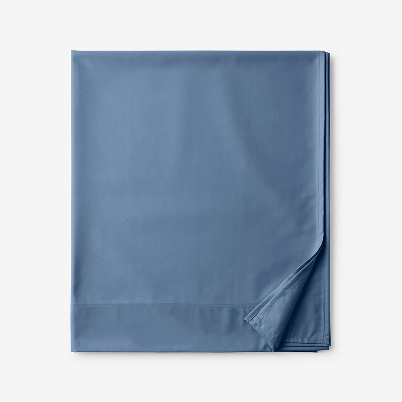Classic Smooth Rayon Made From Bamboo Sateen Flat Bed Sheet - Blue Horizon, Queen