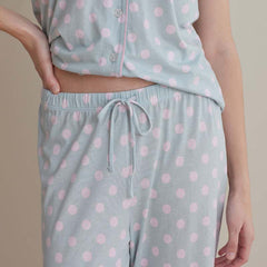 Cotton Modal Women's Cropped Pants Pajama Set - Pretty Dot, XS