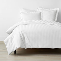 Dobby Stripe Classic Smooth Wrinkle-Free Sateen Bed Duvet Cover - White, Twin/Twin XL