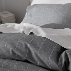 Bromley Premium Ultra-Cozy Cotton Flannel Flat Bed Sheet - Smoke Stripes, Full