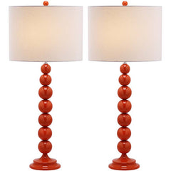 Beaded Table Lamp, Set of 2 - Red