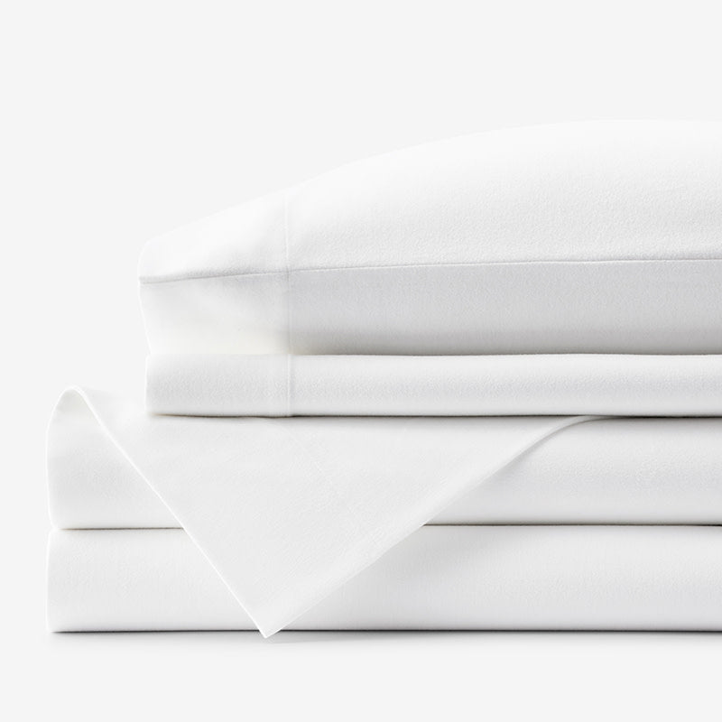 Premium Ultra-Cozy Cotton Velvet Flannel Bed Sheet Set - White, Queen