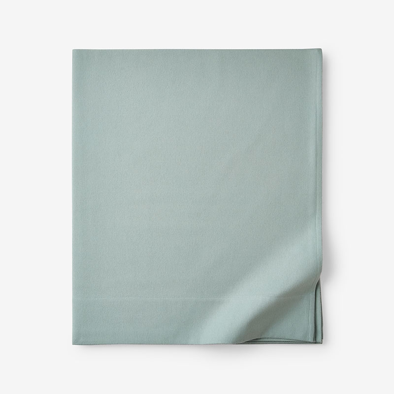 Classic Ultra-Cozy Cotton Velvet Flannel Flat Bed Sheet - Seafoam, Queen