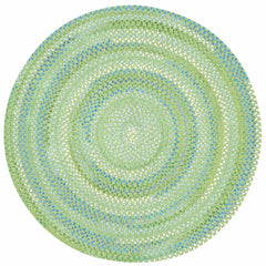 Sailor Stripe Reversible Braided Cotton Rug - Green, 5' 6" Round