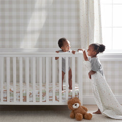 Ditsy Gingham Removable Wallpaper - Beige, Panel