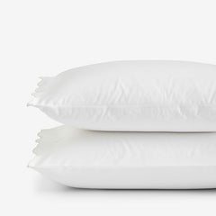 Embroidered Scallop Classic Smooth Sateen Solid Pillowcase Set - Ivory, King