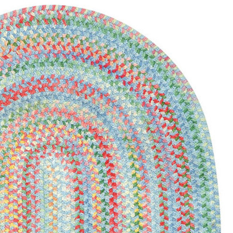 Garden Stripe Reversible Braided Cotton Rug - Blue, Swatch