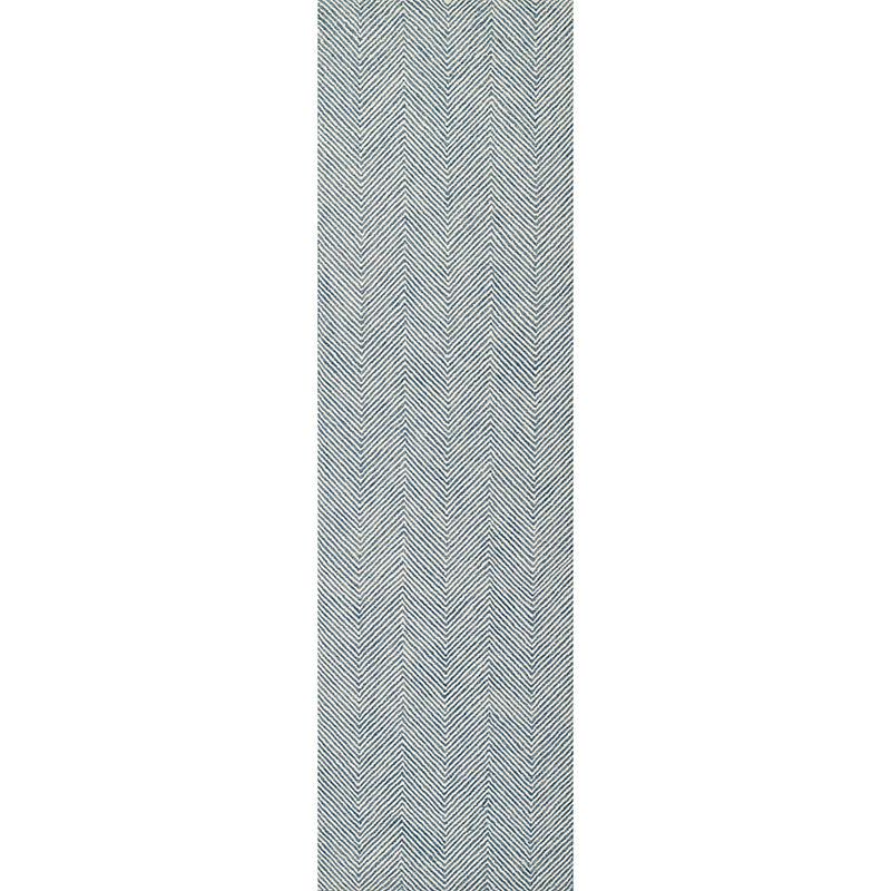 Herringbone Hand Tufted Wool Rug - Blue, 2' 3" x 8' Runner