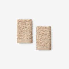 Floral Jacquard Washcloths, Set of 2 - Light Antique Beige