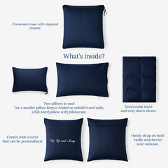Premium Travel Pillow Throw Set - Navy