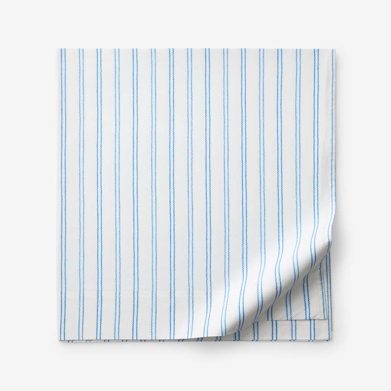 Blossoms and Stripes Classic Cool Cotton Percale Flat Bed Sheet - Squiggle Stripe, King/Cal. King