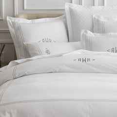 Dorset Stripe Luxe Smooth Egyptian Cotton Sateen Bed Sheet Set - Taupe, Cal King