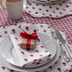 Flower Napkins, Set of 4 - Red