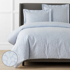 Jacquard Leaf Yarn-Dyed Premium Smooth Supima® Cotton Wrinkle-Free Sateen Duvet Cover - Blue Shadow, Twin/Twin XL