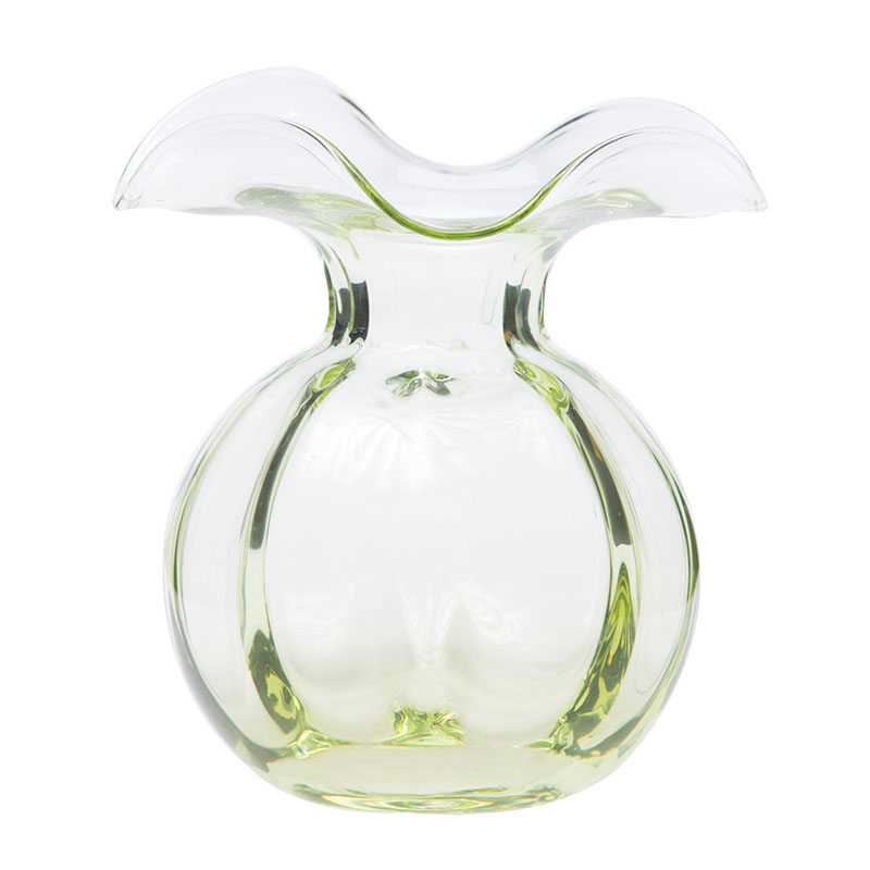Hibiscus Glass Fluted Vases - Green, Medium