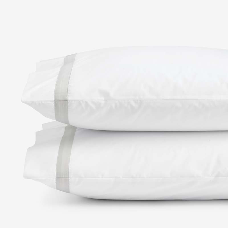 Contrast Border Premium Cool Supima® Cotton Percale Pillowcase Set - Pearl Gray, King