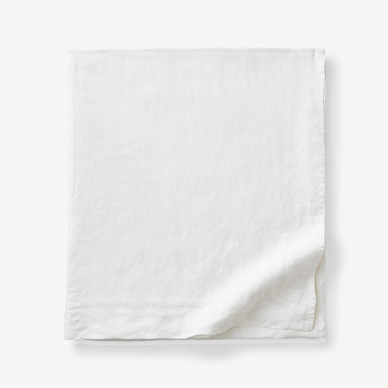 Premium Breathable Washed Linen Solid Flat Bed Sheet - White, Full