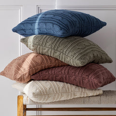 Chunky Cable Knit Decorative Pillow Cover - Caramel