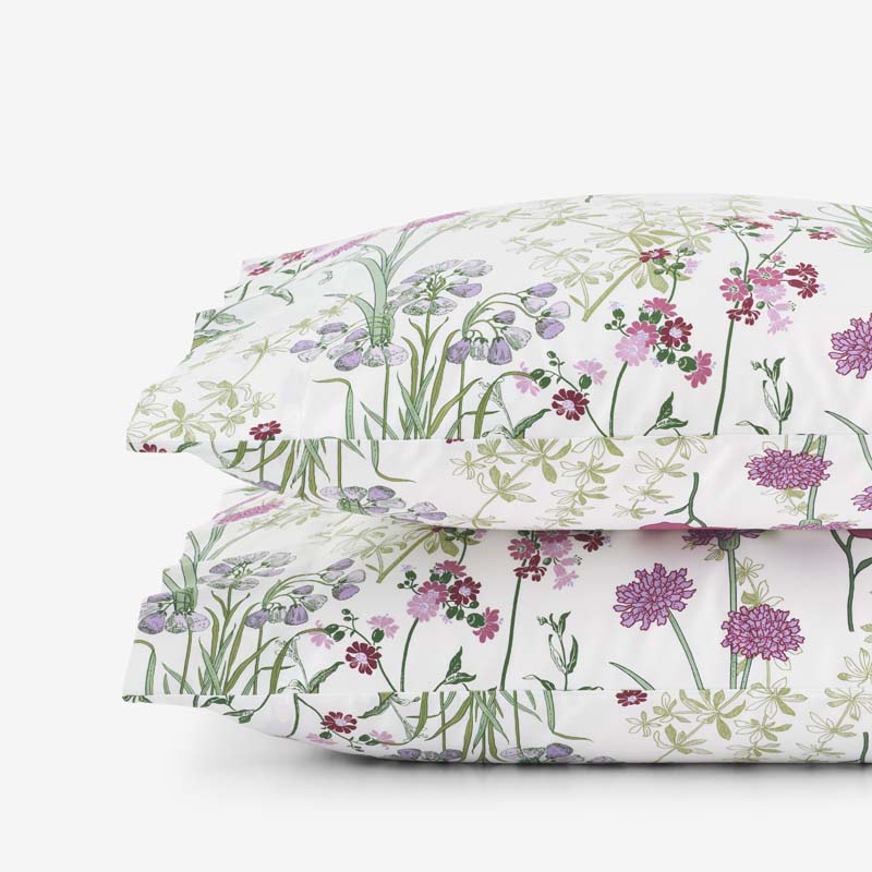 Bloom Meadow Classic Smooth Sateen Pillowcase Set - White Multi, King