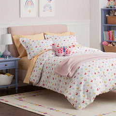Ditsy Butterflies Classic Cool Organic Cotton Percale Duvet Cover Set - White Multi, Twin/Twin XL