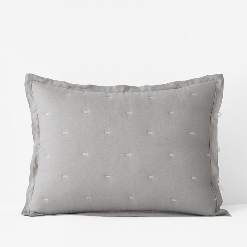 Reversible Premium Breathable Relaxed Linen Quilted Sham - White/Gray, Standard