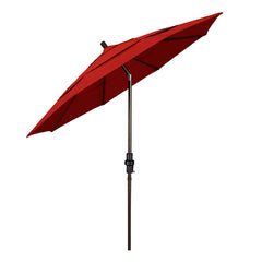 Round Outdoor Patio Umbrella, Fiberglass with Twist Tilt - Bronze Finish, Jockey Red, 11'